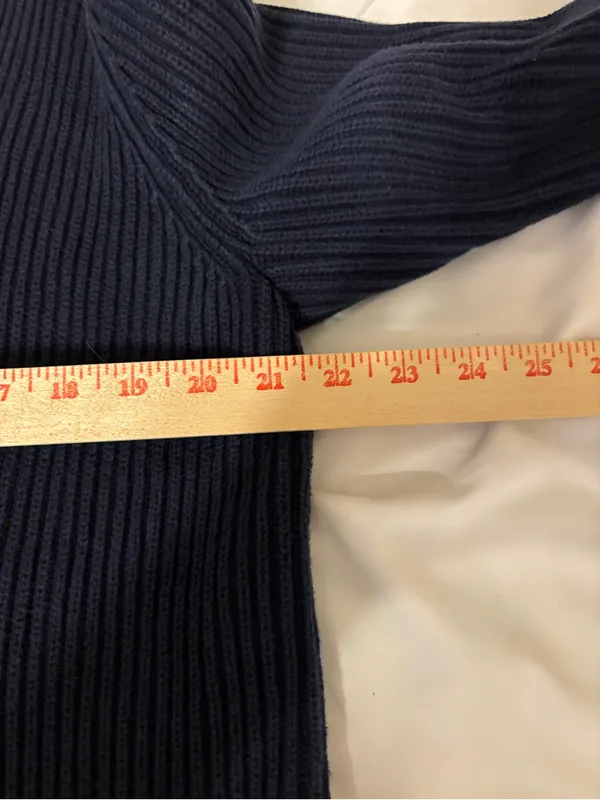 Lauren Ralph Lauren Navy Ribbed Cotton Double Breasted Cardigan M - Image 3