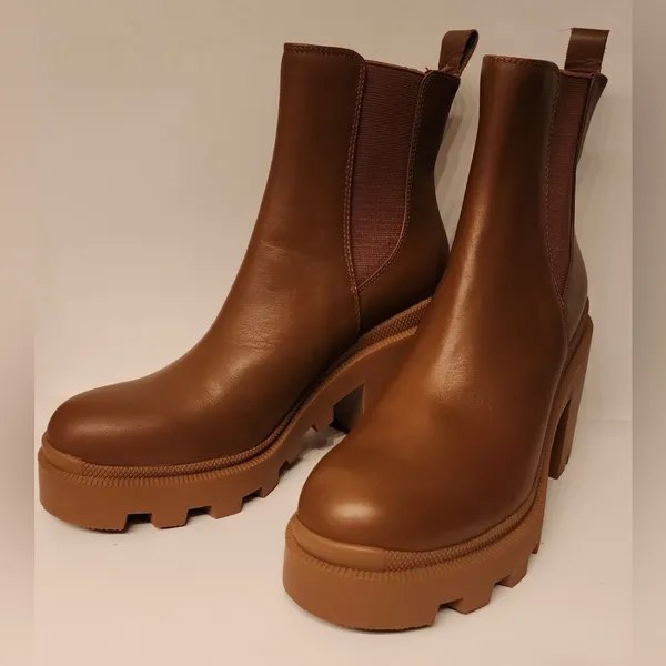 Steve Madden Roxie Cognac Brown Leather Moto Boots Women’s Size 9.5 - Image 3