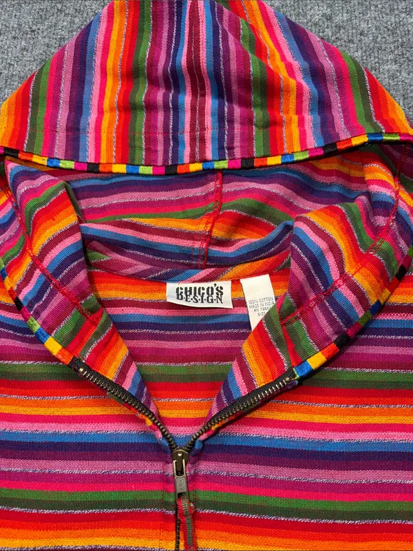 vintage Chico's Design Rainbow Striped Hooded Jacket - Image 4