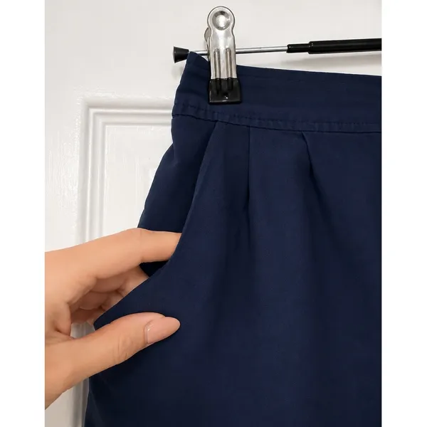 Madewell Silk Island Skirt Navy Pockets Button Front Shirttail Hem Silk XS - Image 3