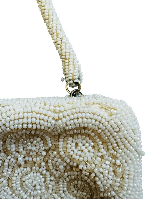 Vintage Bags By Susan Cream Glass Beaded Clutch Bag Romantic 60s Feminine - Image 7