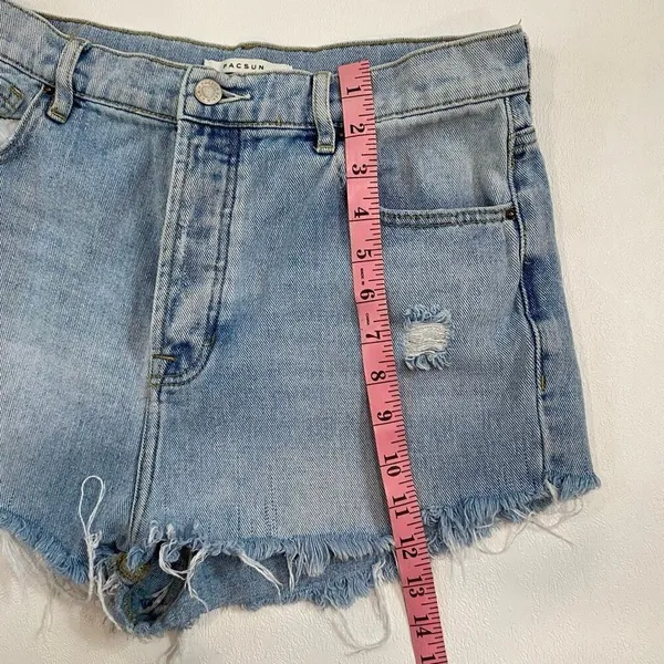 PacSun High Rise Distressed Denim Shorts Light Wash Size 29 - Image 7