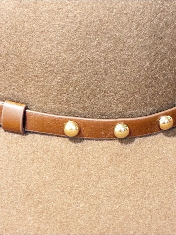Brown Wool Belted Studded Fedora Hat One‎ Size - Image 2