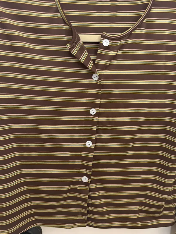 NWOT DolceAmara Striped Wide Leg Pant and Cardigan Set in Brown - Image 6