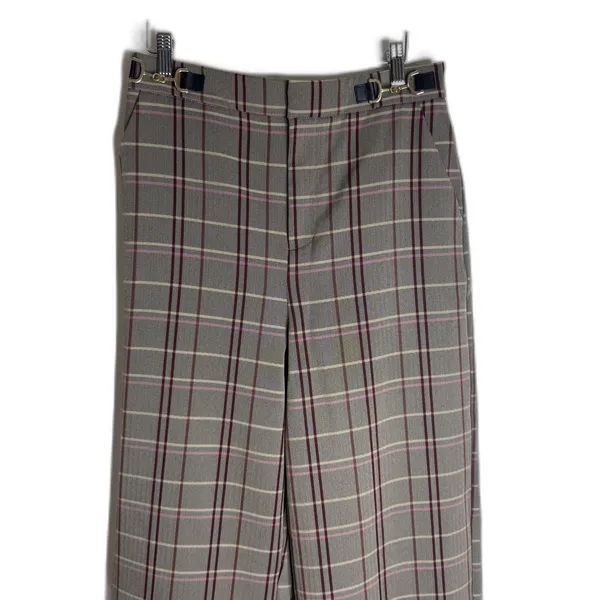 Sam Edelman Womens 8 Plaid Side Buckle wide Leg slacks Wild Aster pants - Image 5