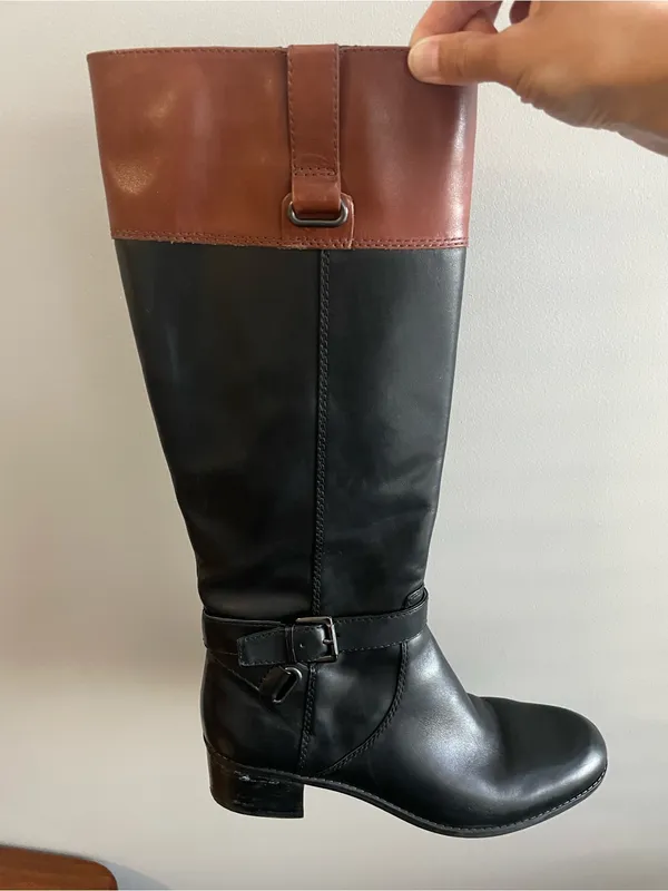 Bandolino Two-Tone Tall Riding Boots - Black & Brown - Image 4
