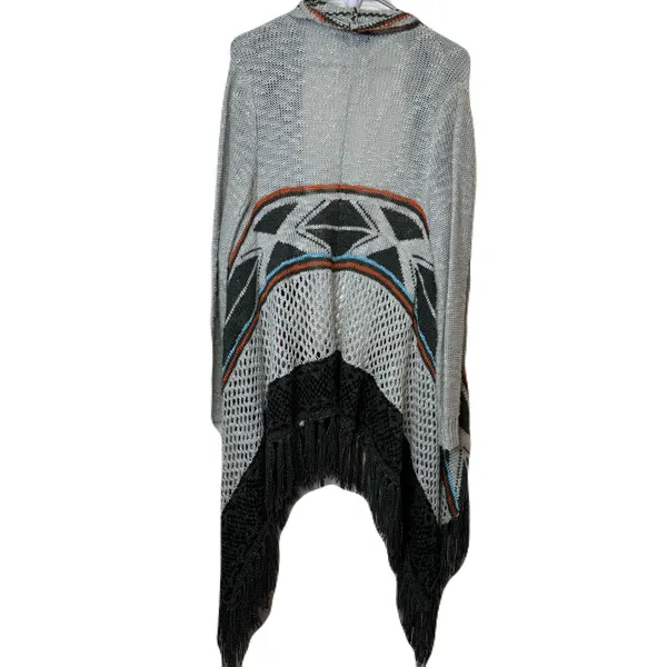 Double Zero Open Front Fringe Cardigan Aztec Bohemian Boho Long Size Medium - Image 7