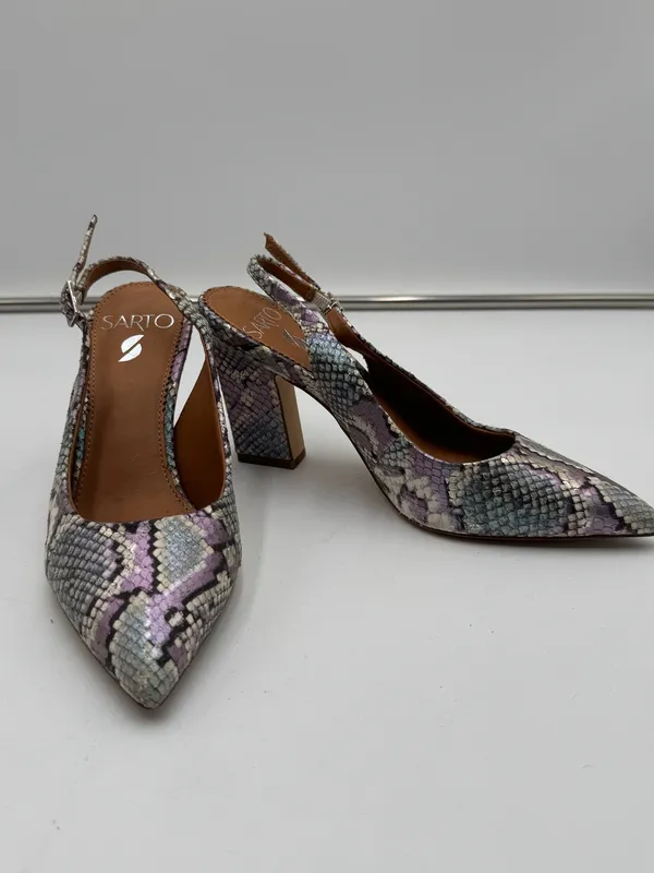 Sarto Sophie Snake Print Slingback Heels Womens US 6 Pointed Toe Leather - Image 3