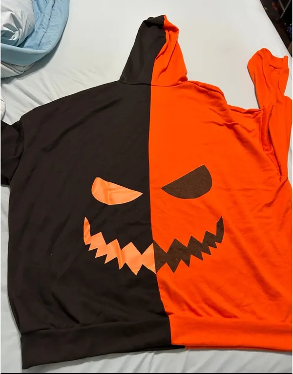 Halloween pumpkin split sweater Orange - Image 2