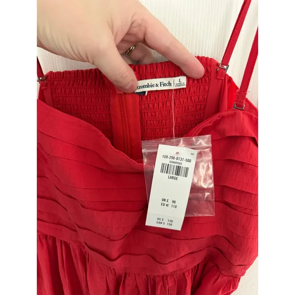 Abercrombie & Fitch Emerson Red Tiered Maxi Dress Strapless Convertible Resort - Image 3