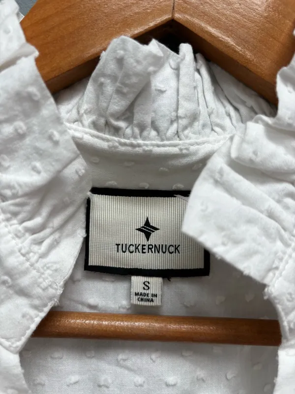 Tuckernuck Palmerston Swiss Dot 3/4 Sleeve Dress in White S - Image 13