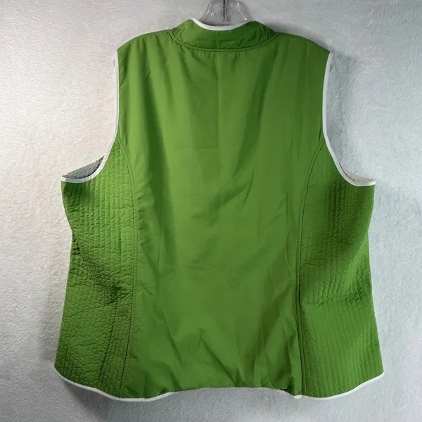 Coldwater Creek Womens 2X Lime Green Quilted Full Zip Mock Neck Vest - Image 3