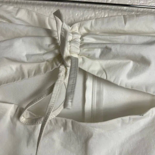 Tiger Mist Calayan White Ruched Strapless Bandeau Ruffle Hem Mini Dress Sz S - Image 6