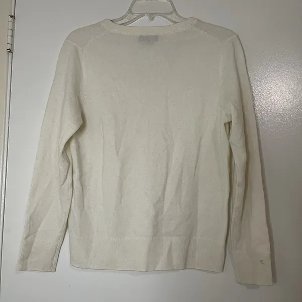 QUINCE. mongolian cashmere vneck knit ivory cream sweater medium - Image 4