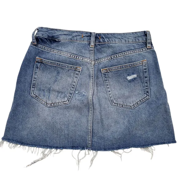 Free People We The Free Mini Jean Skirt Womens 27 Denim Distressed Button Fly - Image 9
