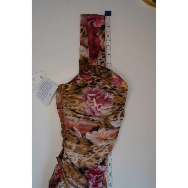 Siena Womens Khaki Multi Leopard Floral Ruched Bodycon Midi Dress Size 4 NWT‎ - Image 13