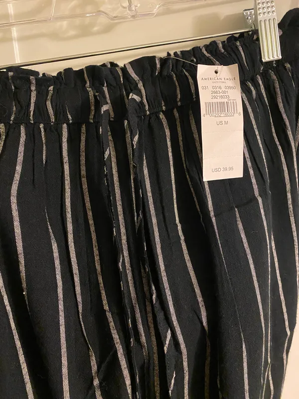 Black & White Striped Flowy Pants - Image 4