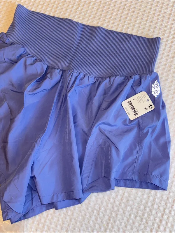 NEW! Free People FP Movement L CARPE DIEM Blueberry Athletic Shorts Periwinkle - Image 2