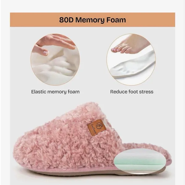 NEW EverFoams Fuzzy Slip-on Slippers Warm Cozy Soft Lightweight Memory Foam 7/8 - Image 5