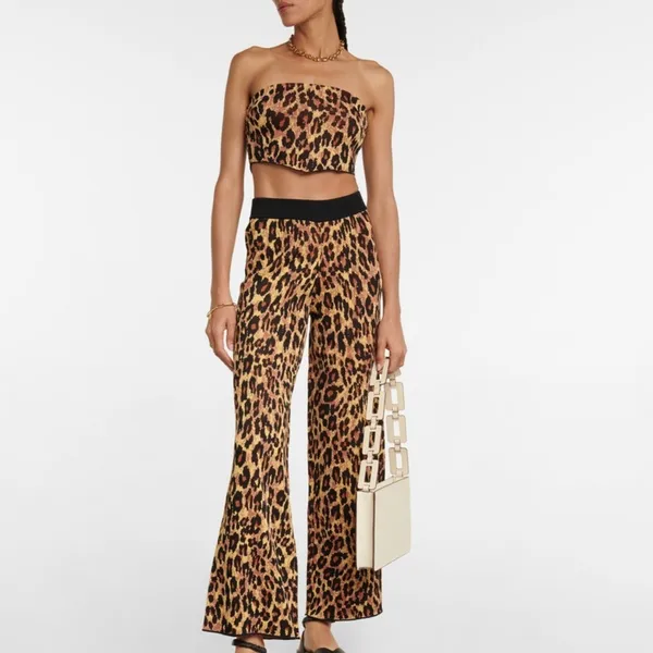 NWT STAUD Shane Leopard Print Scarf Top Multicolor Bandana Style Jacquard Knit - Image 10