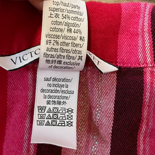 Victoria’s Secret Plaid Short Sleeve Shorts Pajama Set Red Pink White Black XL - Image 8
