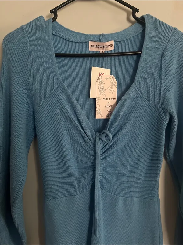Willow & Wind Long Sleeve Ruched Blue Dress - Image 2