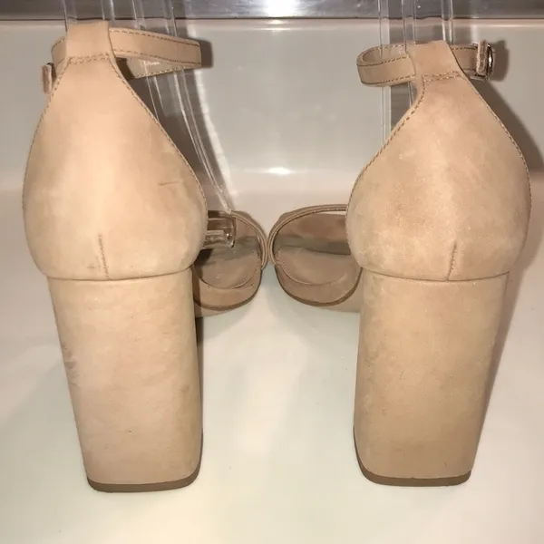 Steve Madden Women’s Tiaa Nubuck Leather Beige Ankle Strap Square Toe Heels - Image 7