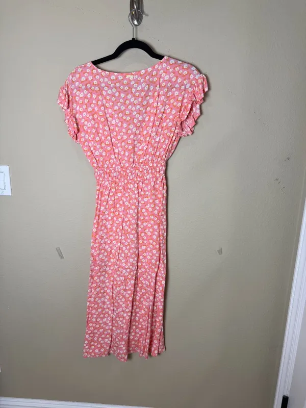 Billabong Picnic Date Midi Dress Pink Floral Size Small - Image 8