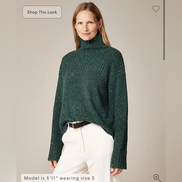 NWT J.Crew Ribbed turtleneck sweater in donegal wool blend Forest Sprinkle XS - Image 2