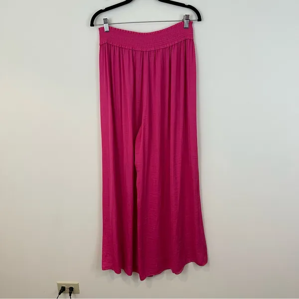 Zara Hot Pink Elastic Waist Wide Leg Flowy Pants Size Small Women's - Image 5
