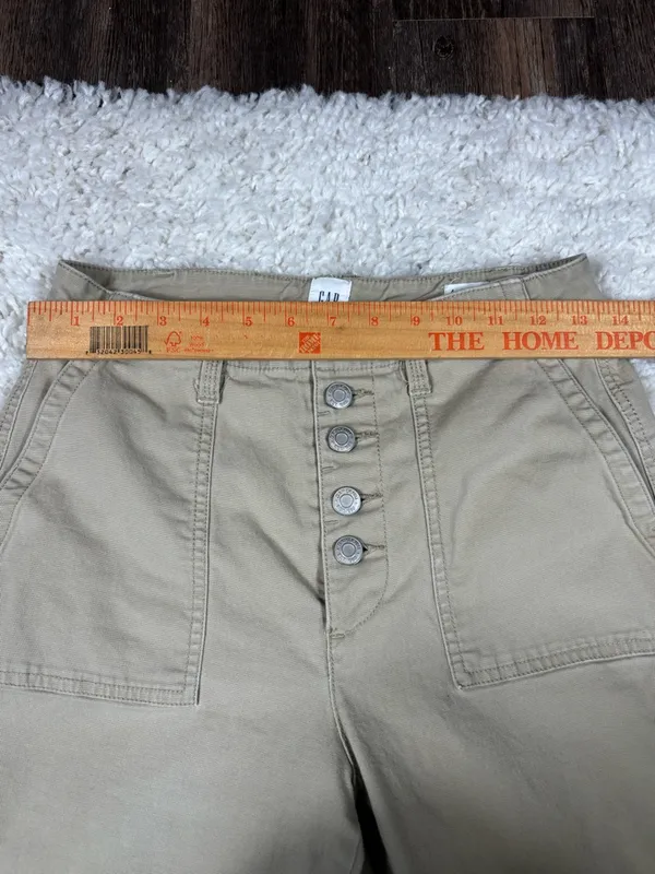 GAP High Rise Wide Leg Khaki Pants Size 4 Button Fly Stretch - Image 10