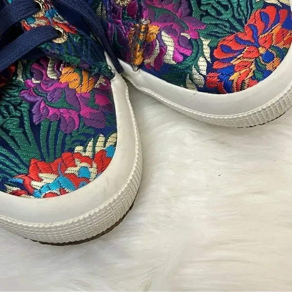Superga Korelaw Satin Blue / Pink Embroidered Lace Up Sneakers 8 - Image 4