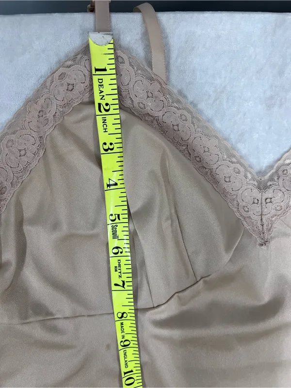 Vanity Fair Vtg Silky Lace-Trim Slip Dress in champagne - Women Intimates size 40 Nylon - Image 5