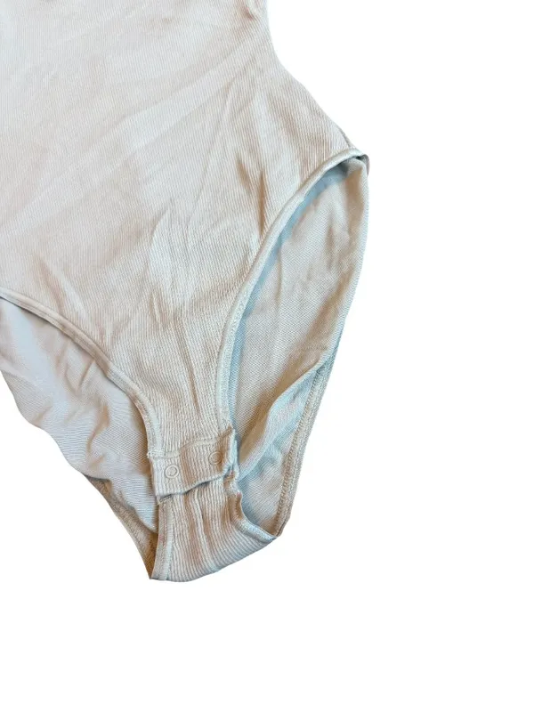 Skims Cotton Ribbed Bodysuit Neutral Taupe Stretch One Piece Slimming Size Small - Image 6