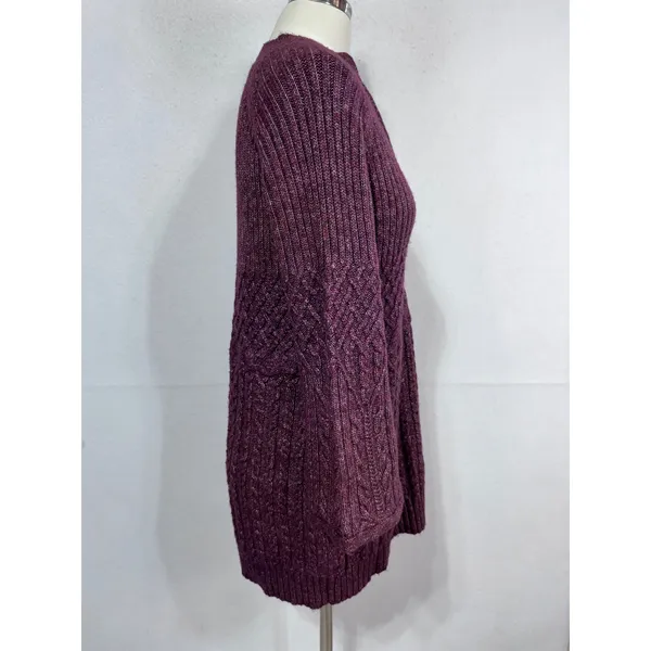Cabi Small‎ Purple Tunic Sweater Women's V-Neck Cable Knit Bell Sleeve - Image 8