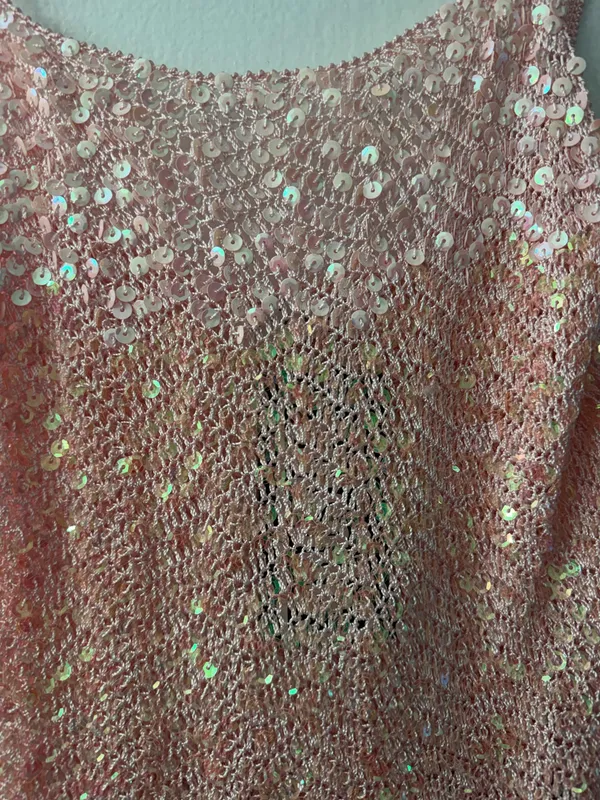 Vintage Sequin Spaghetti Strap Tank Pink Size XXS - Image 3