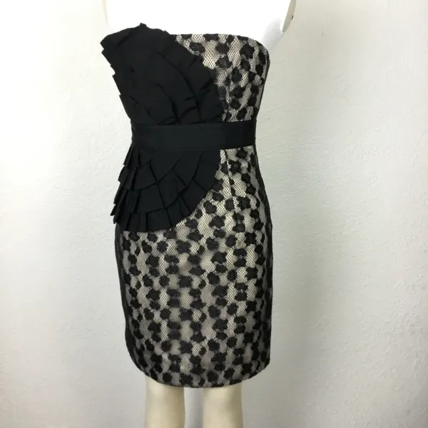 Phoebe Couture Women’s Strapless Dress Sz 0 Cocktail Black Laced. - Image 3