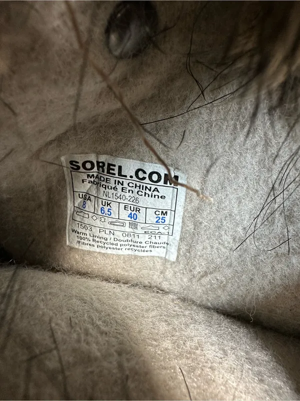 Sorel Joan of Arctic Waterproof Lace Up Boot Womens 8 Suede Tan Black - Image 5