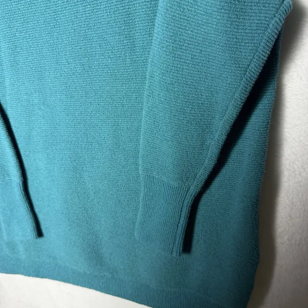 Free People Teal Blue Ottoman Slouchy Tunic Cowl Neck Ribbed Sweater Size S - Image 4