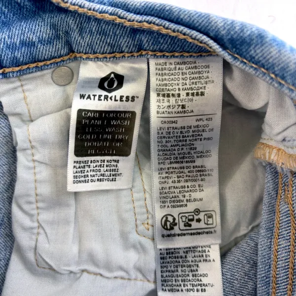 Levis 501 S High Rise Skinny Jeans Light Wash Raw Hem‎ Button Fly Denim 31x28 - Image 11