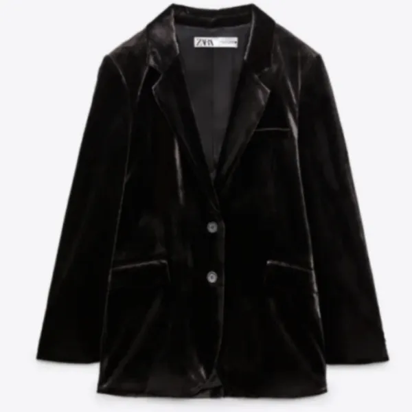 Zara Blogger's Fave Oversized Velvet Blazer in Tobacco Brown X-Small 9342/928 - Image 2