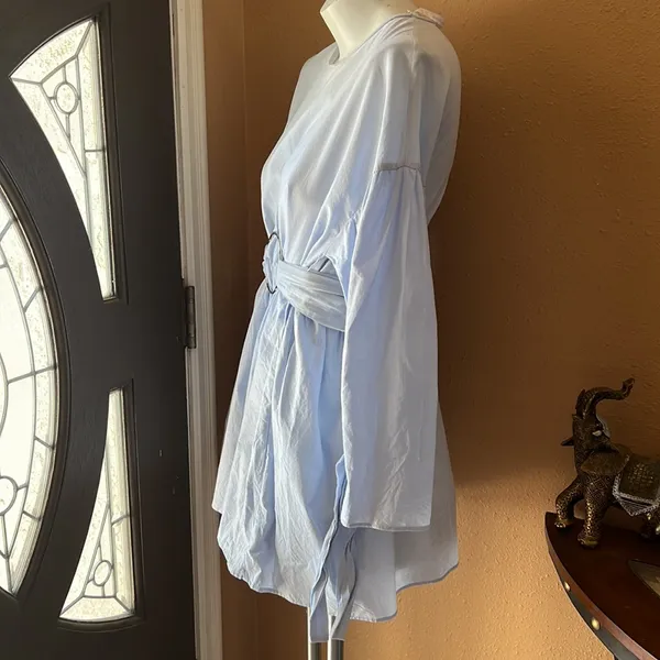 Zara blue oversized belted short dress - Image 6