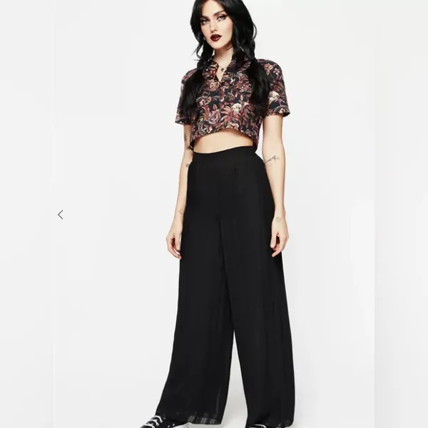 Disturbia Almost Everything Tabitha Wide Leg Check Trousers Wide Leg US4 - Image 3
