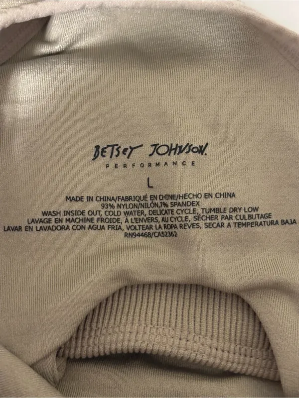 Betsey Johnson Performance Ribbed High Neck Crop Tank Sports Bra Taupe L - Image 2