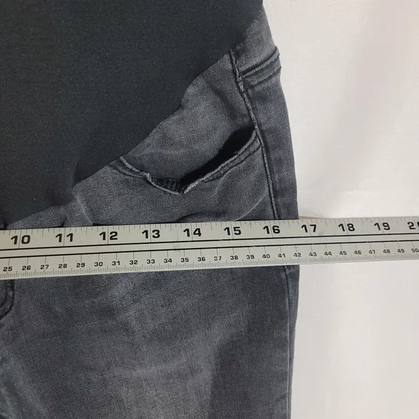 Time & Tru Maternity Jeans Small 4-6 Black Denim Gray Skinny Full Belly Panel - Image 5