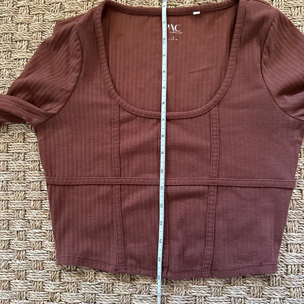 Pacsun brown ribbed long sleeve knit crop top small - Image 6