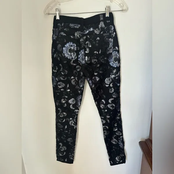 7 For All Mankind Sequin Embellished Skinny Jeans Black Blue Size 25 - Image 10