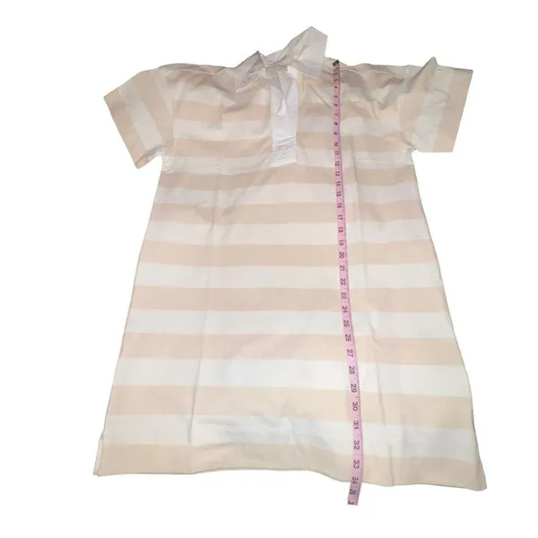 Everlane The Organic Cotton Polo Dress Short Sleeve Beige Striped‎ Size Medium - Image 7