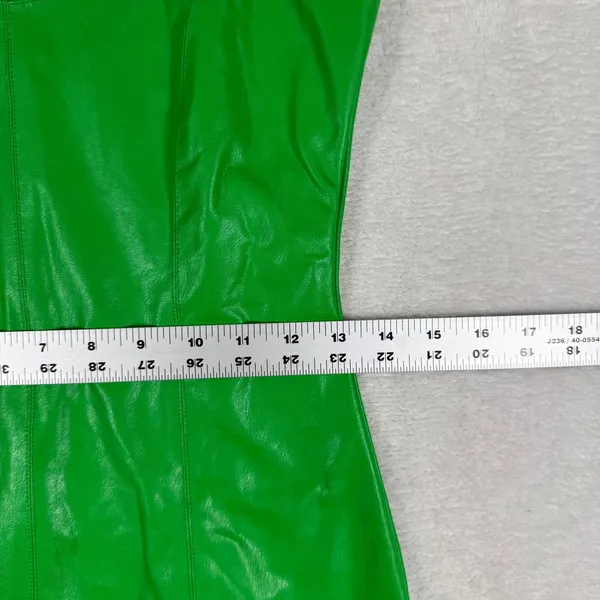 Amanda Uprichard Emilee Faux Leather Mini Dress Green‎ Sleeveless Sweetheart S - Image 6