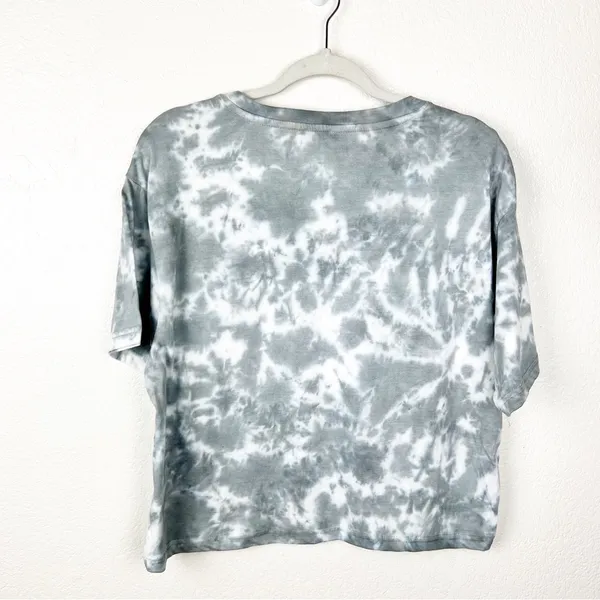 AC/DC Rhinestone Bling Gray Tie Dye Crop Band Tee Cotton Blend Size XL - Image 5